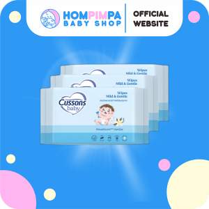 Cussons Baby Wipes Mild & Gentle-Tisu Basah Bayi-Ganti Popok 45's X3