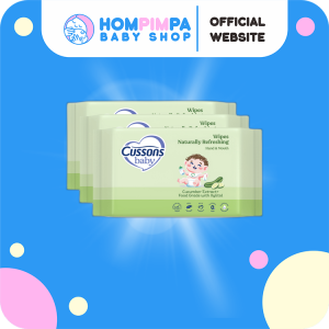 Cussons Baby Wipes Naturally Refreshing-Tisu Basah Bayi-Ganti Popok 45'S X3