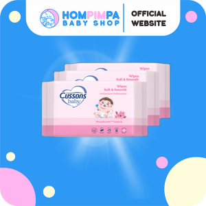 Cussons Baby Wipes Soft & Smooth-Tisu Basah Bayi-Ganti Popok 45'S X3