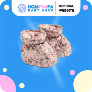 Fuffa Baby Puffer Booties Rose Powder Flowers